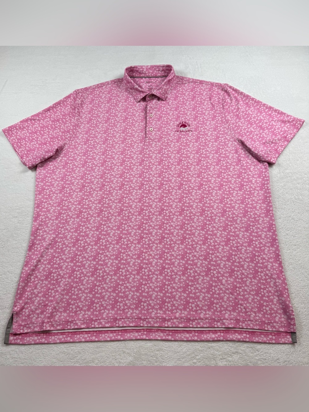 Johnnie-O Aiden polo golf shirt men’s XXL floral taffy pink golf performance